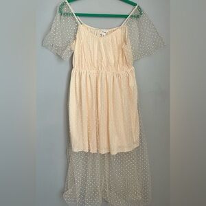 Heyson Sheer Tuile Polka Dot Midi Dress SZ Medium NWT